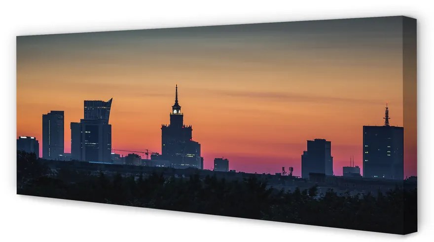 Obraz na płótnie Warszawa Zachód słońca panorama