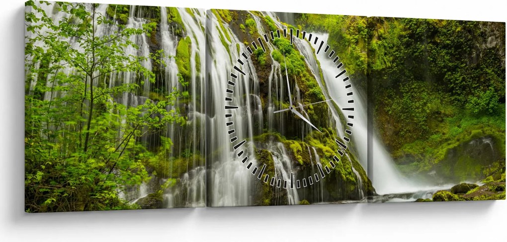 Obraz - Wodospad, Wind River Valley (z zegarem) (90x30 cm)