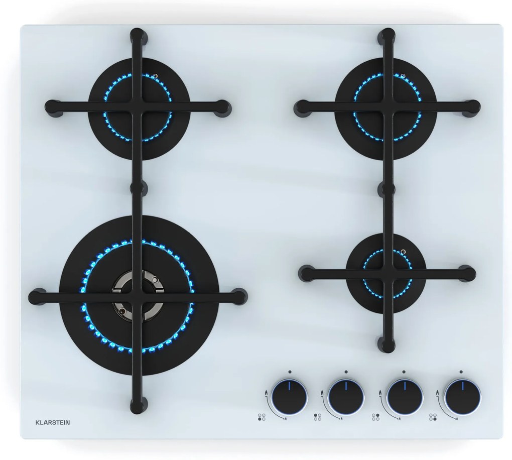 Klarstein Illuminosa 60cm Płyta gazowa 4 palniki Biały