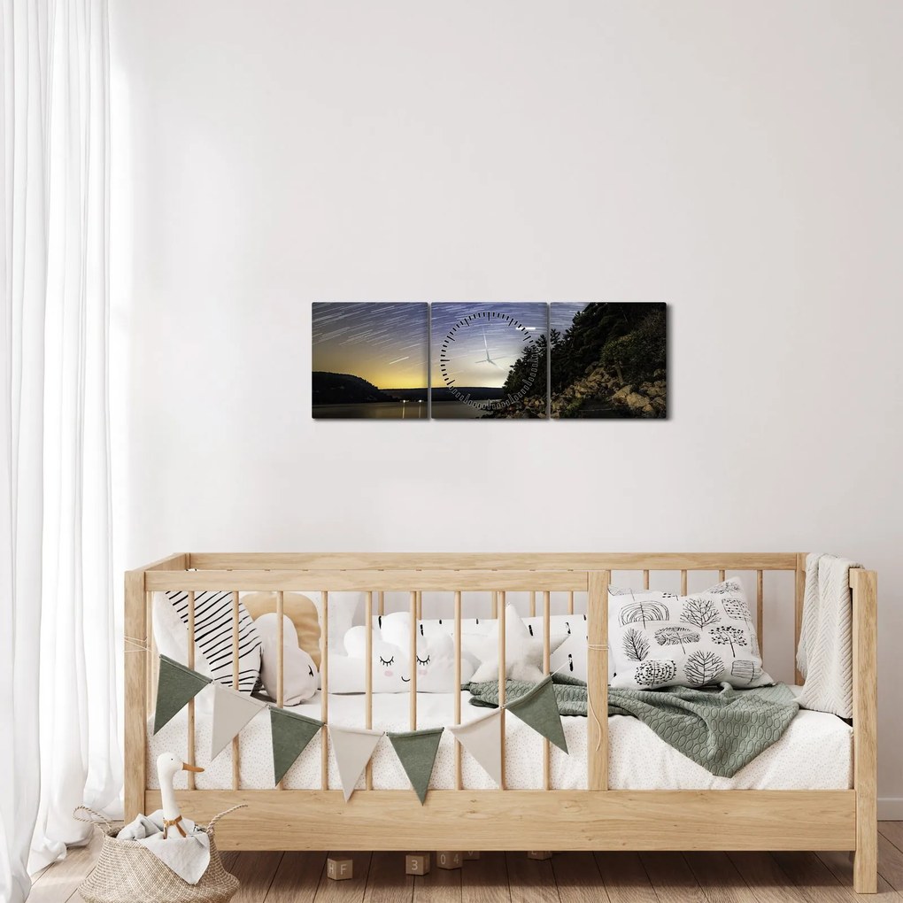 Obraz - niebo podczas zachodu słońca (z zegarem) (90x30 cm)