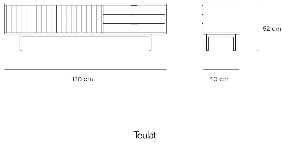 Szaro-naturalna szafka pod TV w dekorze dębu 180x52 cm Sierra – Teulat