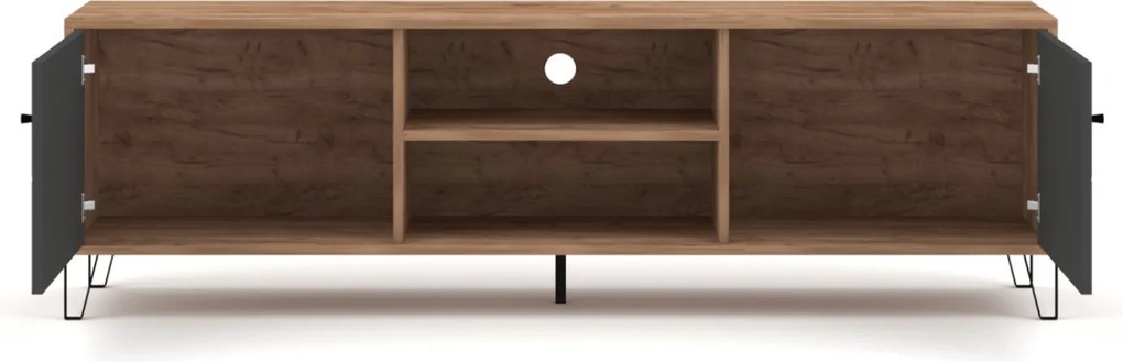 Szafka RTV Dwudrzwiowa BACARDI 183 cm Dąb Craft Tobacco/Grafit Nowoczesna