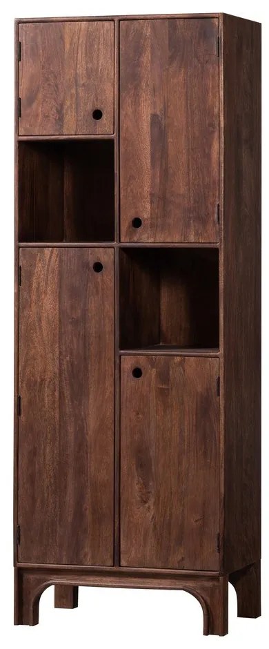Ciemnobrązowa szafka z litego drewna mango 75x210x45 cm Staes – WOOOD