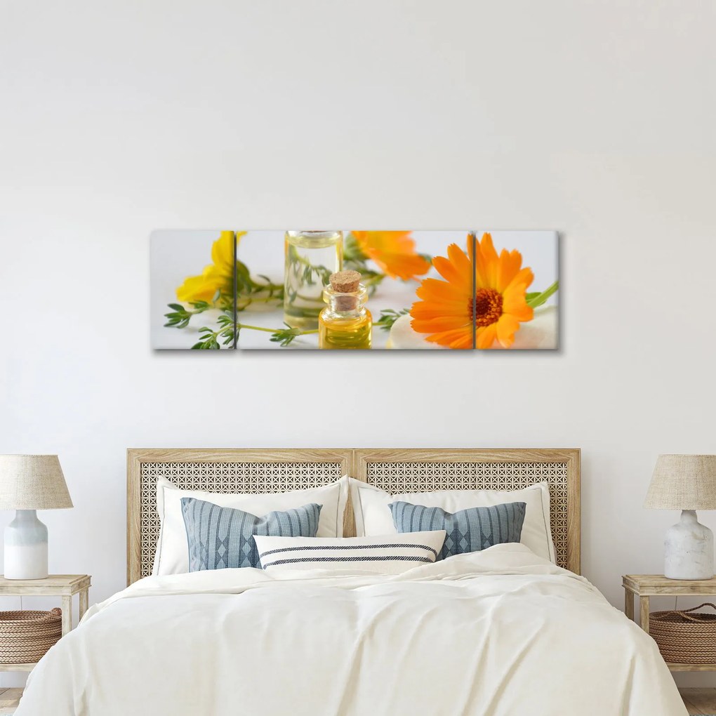 Obraz pomarańczowych kwiatów (170x50 cm)