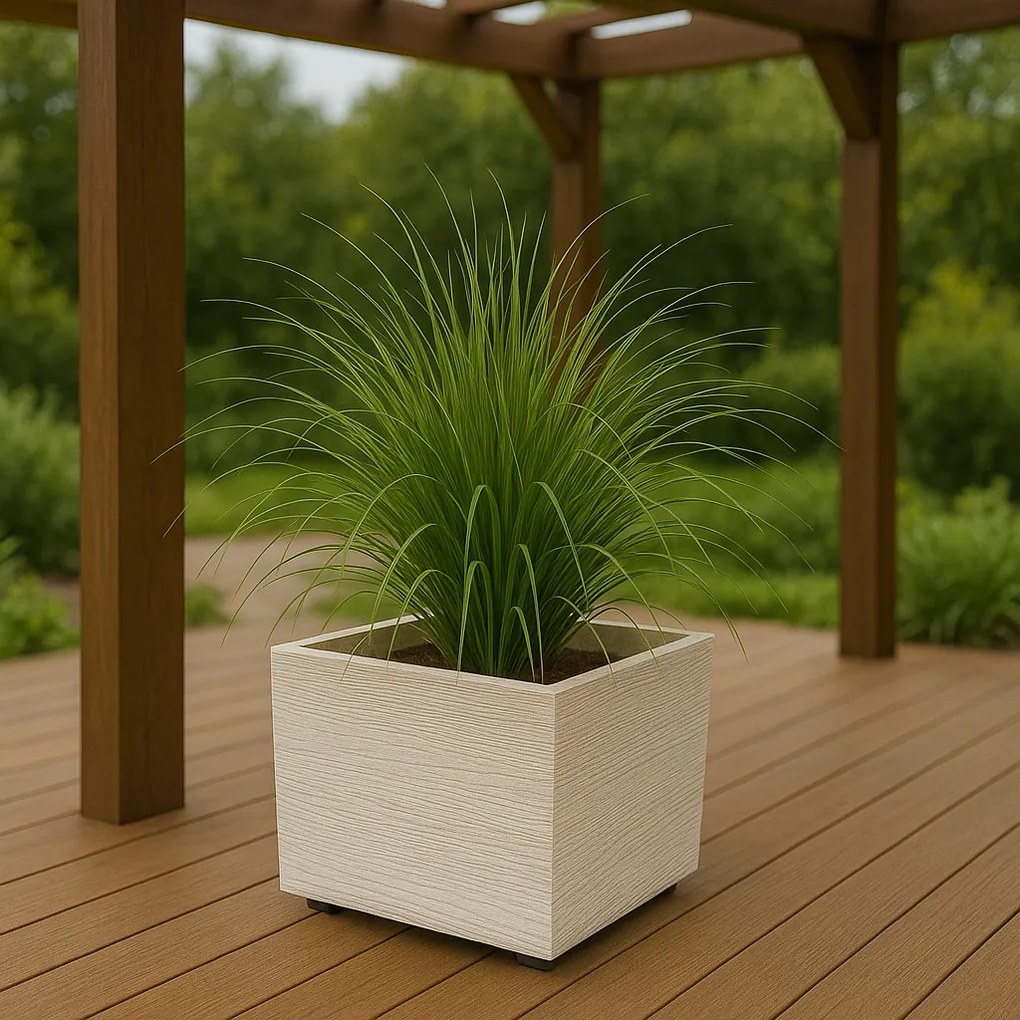 Doniczka MADERA SQUARE ECO WOOD 28,8 cm, biały, S