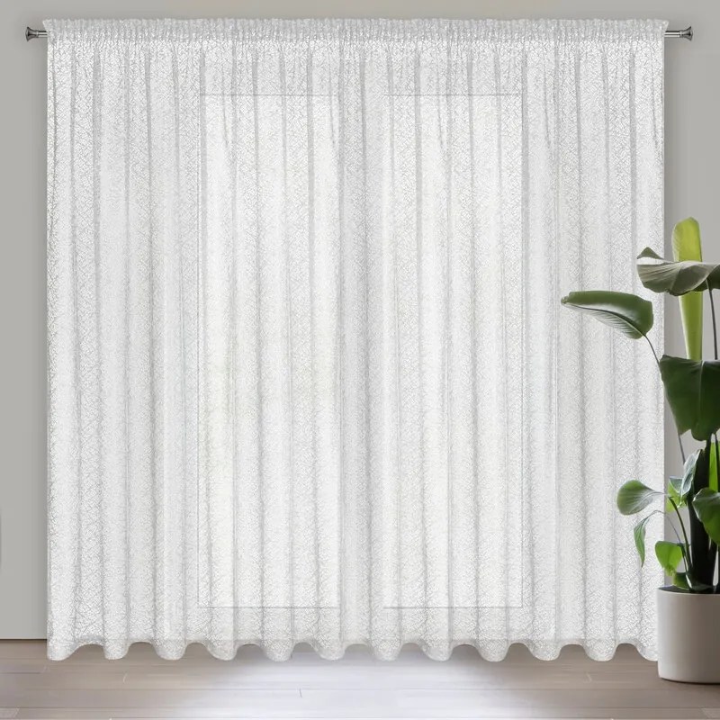 Firana gotowa na taśmie pajęcza sieć biała ażurowa 300x270 cm