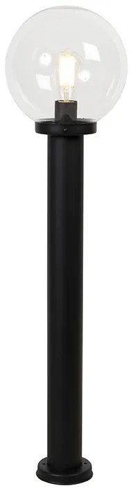 Lampa ogrodowa słupkowa czarna z przezroczystą kulą 100 cm IP44 - Sfera