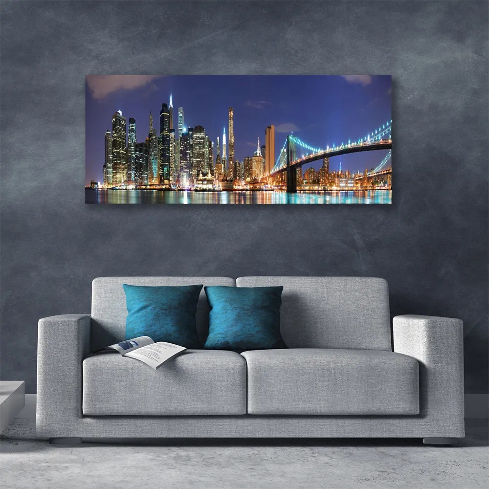 Obraz canvas na ścianę Wieczorne Światła nad Mostem