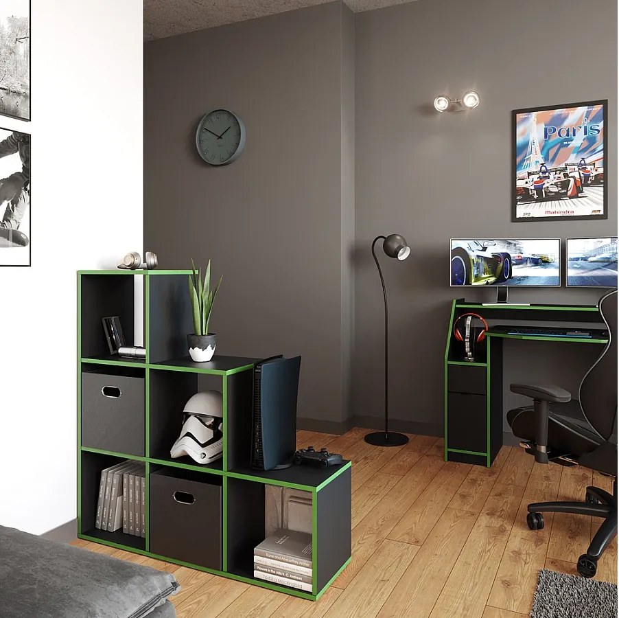 Półka na schody czarny/zielony 107.2x29x107.8