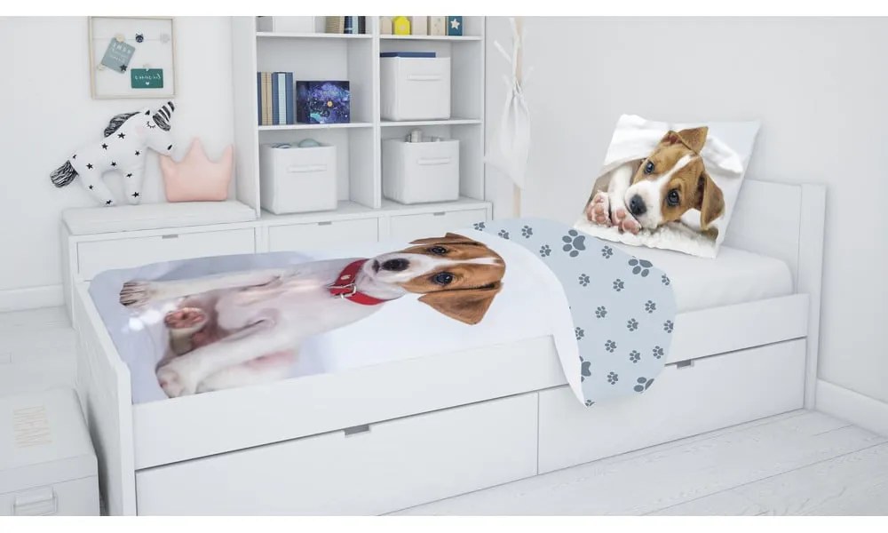 Szara bawełniana pościel dziecięca jednoosobowa 140x200 cm Dog – Jerry Fabrics