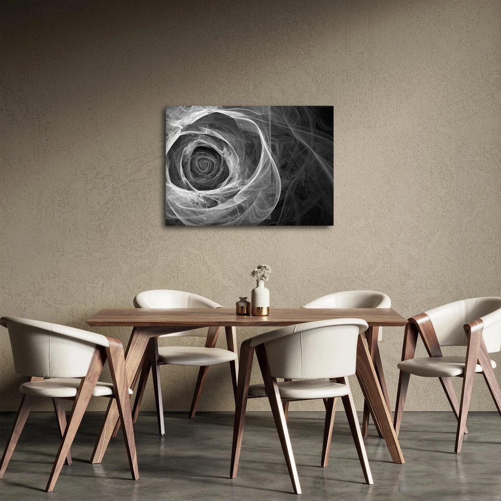Obraz - Abstrakcyjna róża czarno-biała (70x50 cm)