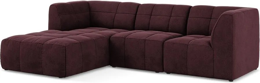 Bordowy aksamitny narożnik (lewostronny/z szezlongiem) Aloha – Makamii