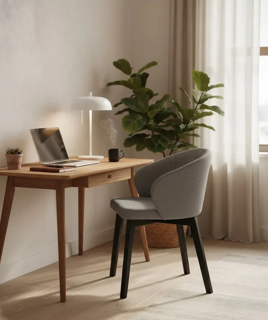 Szare drewniane krzesło kubełkowe G0-N08