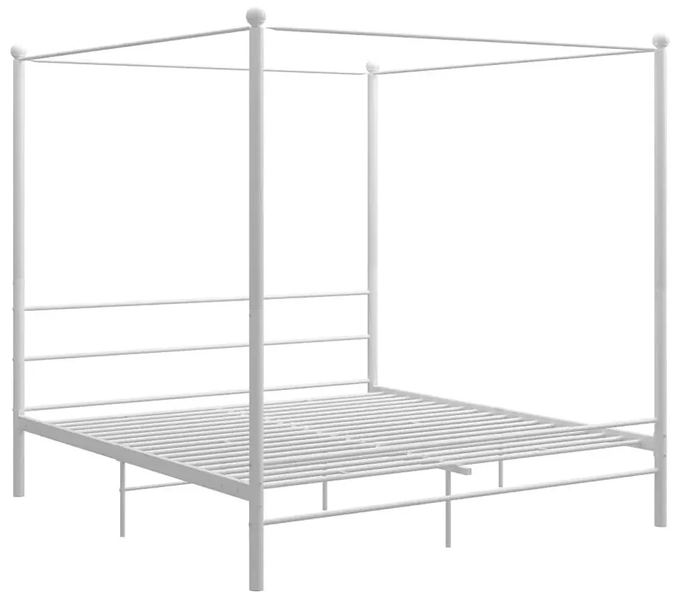 Białe metalowe łóżko małżeńskie 180x200 cm - Aveiro