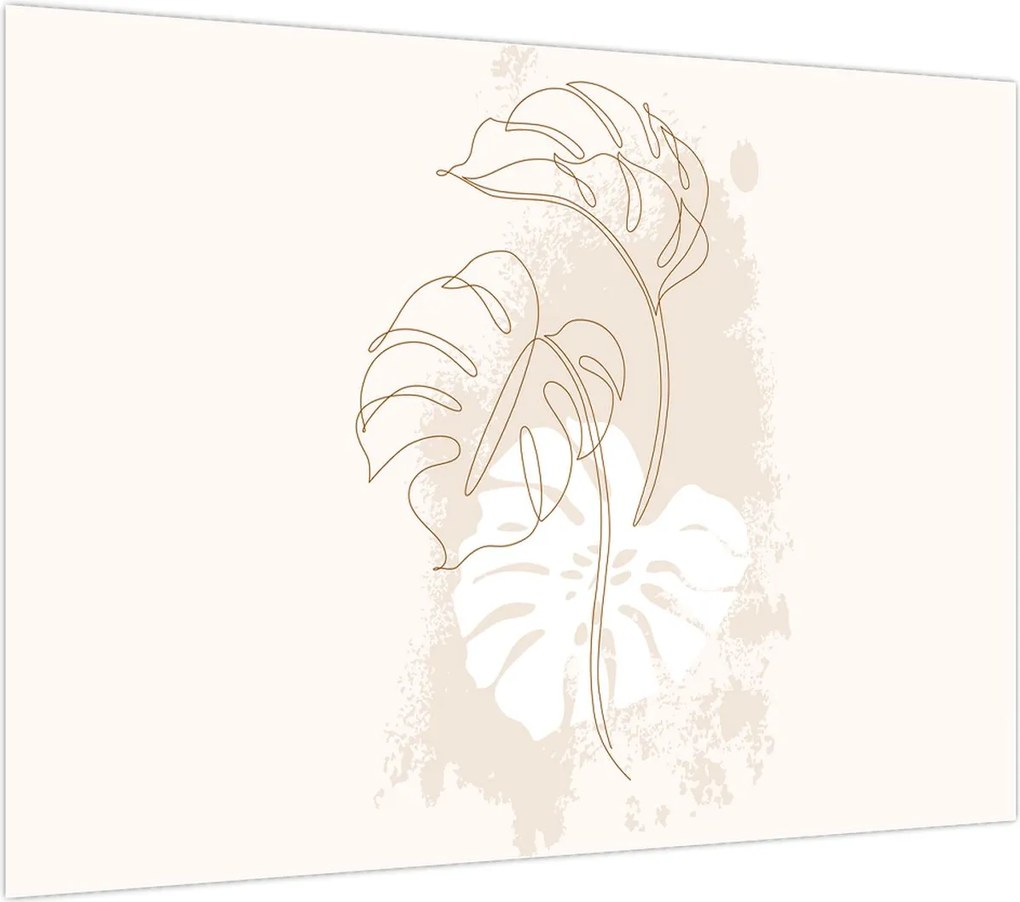 Obraz na szkle - Line art monstera N⁰1 (70x50 cm)
