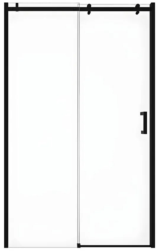 Drzwi prysznicowe przesuwne z kółkami czarne matowe styl industrialny - 120 x 195 cm - ANAKAO