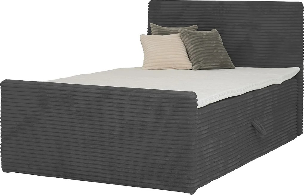 Łóżko kontynentalne Trento 120 z pojemnikiem, tkanina Velo ciemnoszary (17)