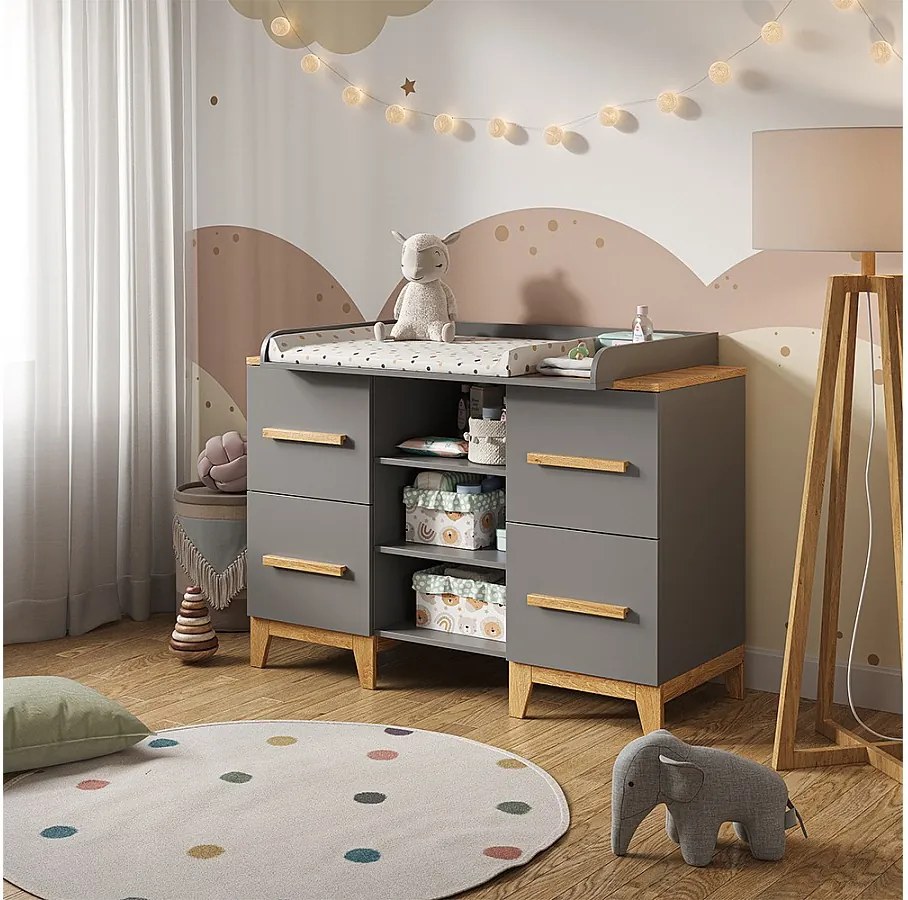 Przewijak dla dziecka szary 133x70x108 malia