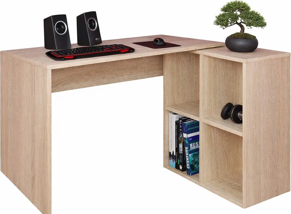 Biurko narożne komputerowe z regałem dąb sonoma R1-R19