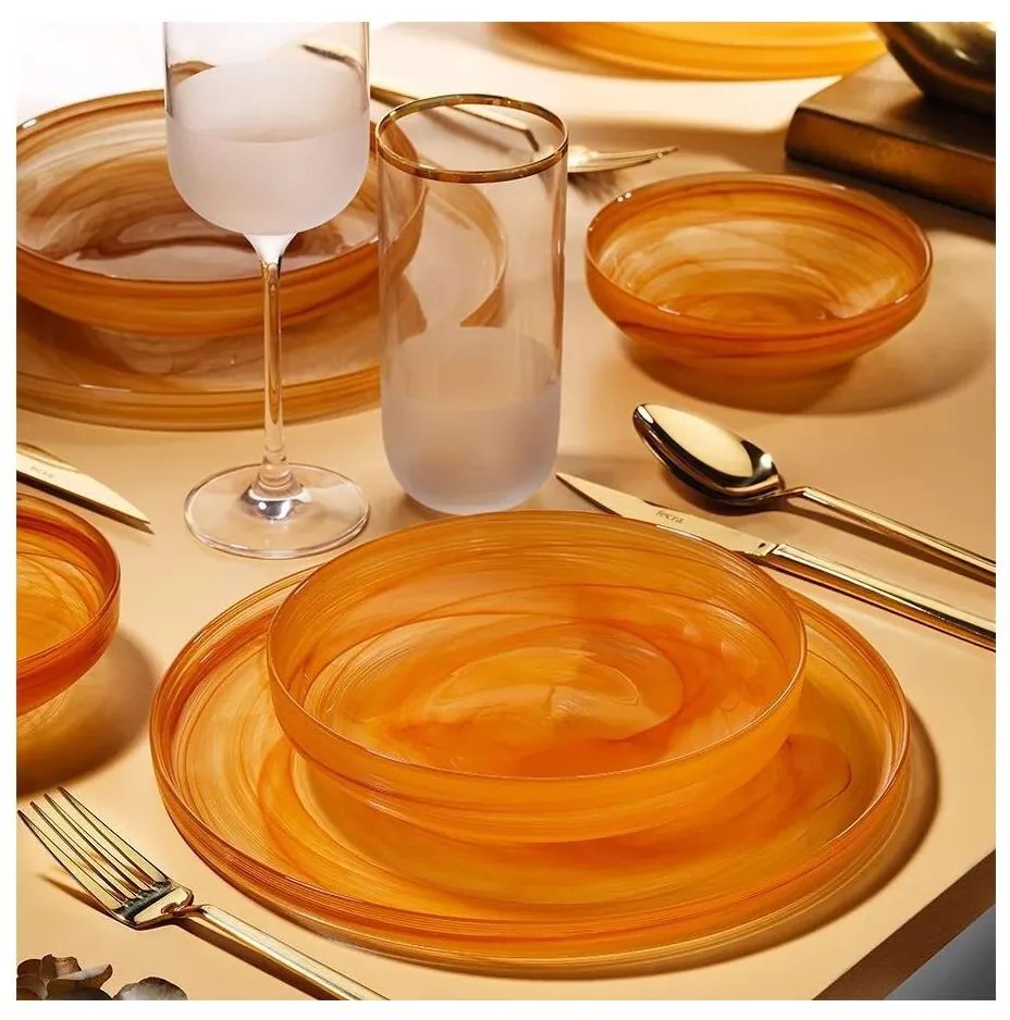 Zestaw obiadowy 18 szt. pomarańczowy/szkło