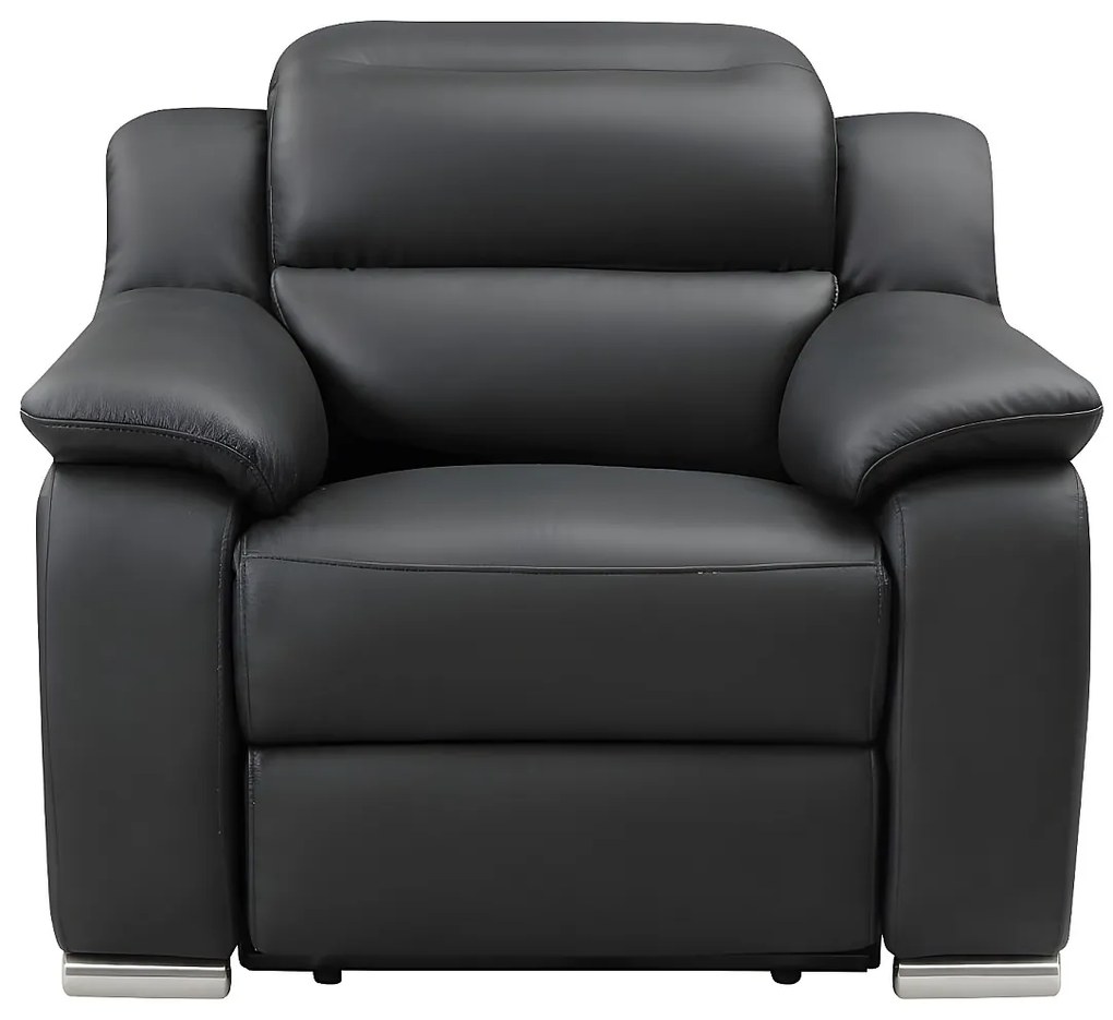 Fotel z elektryczną funkcją relax ze skóry ARENA II - Czarny