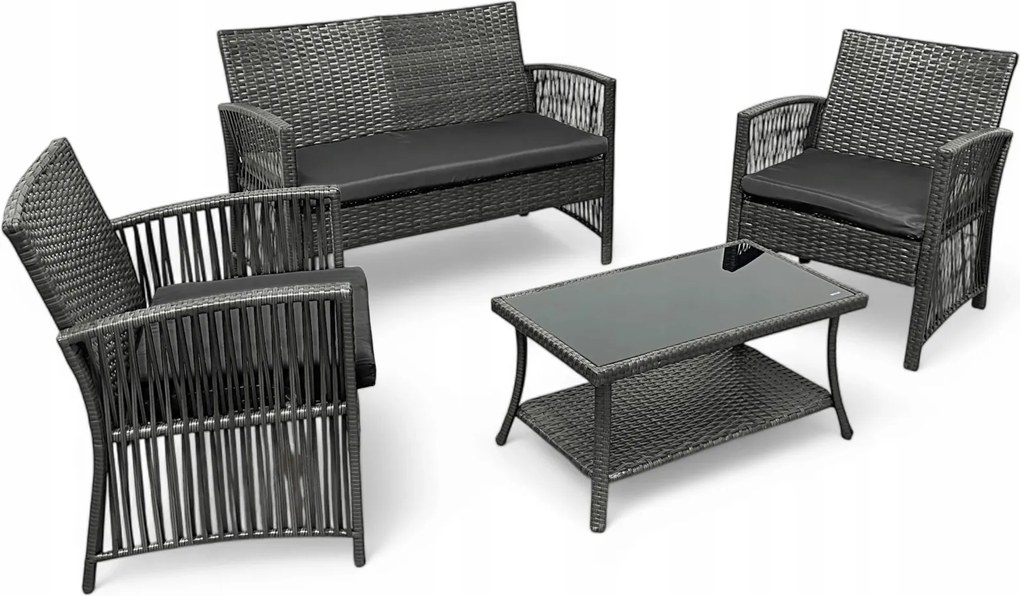 Zestaw mebli ogrodowych Solina, kolor szary, poduszki szare