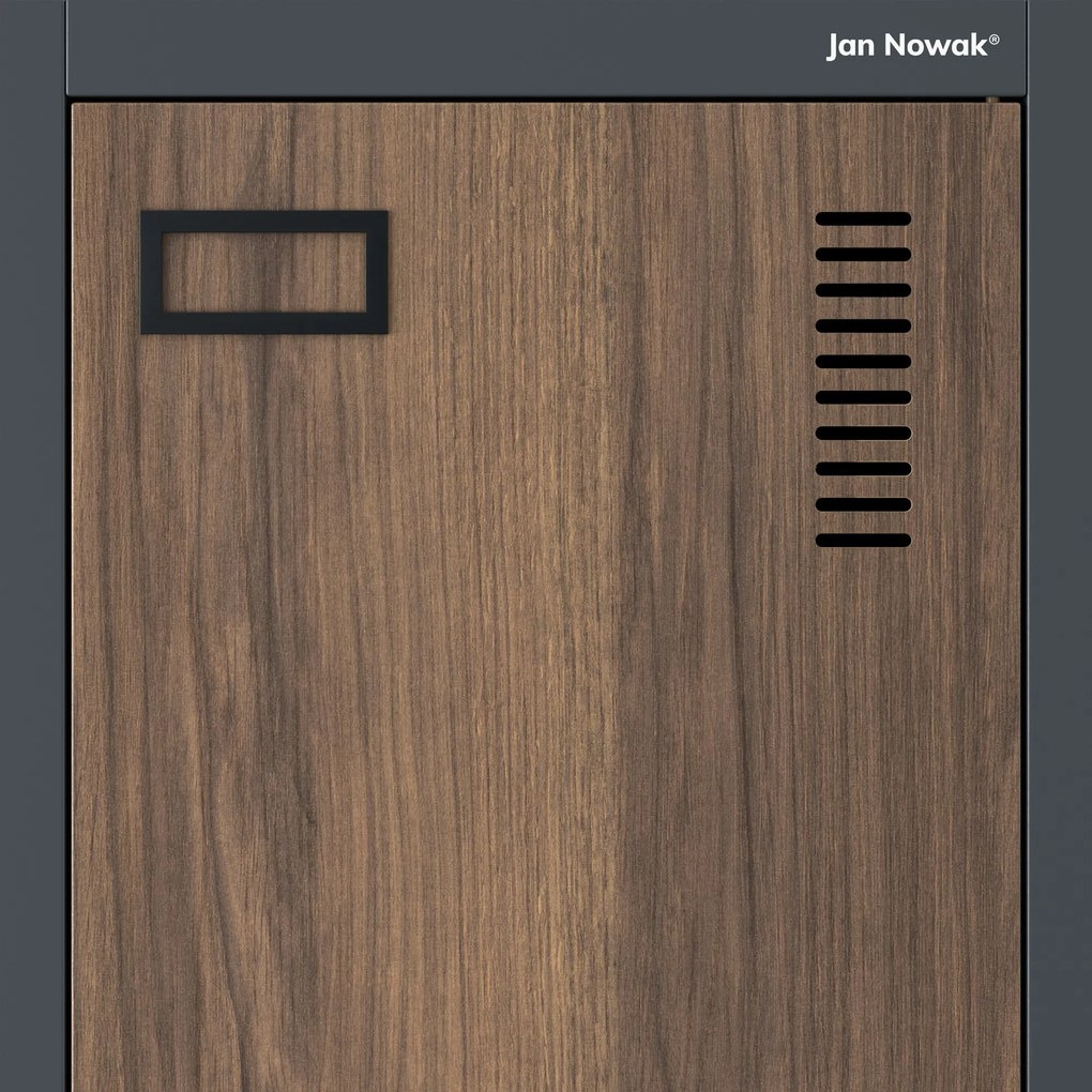 Szafka ubraniowa pracownicza czterokomorowa antracytowa/orzech, 800x1800x500 mm: KACPER Eco Design