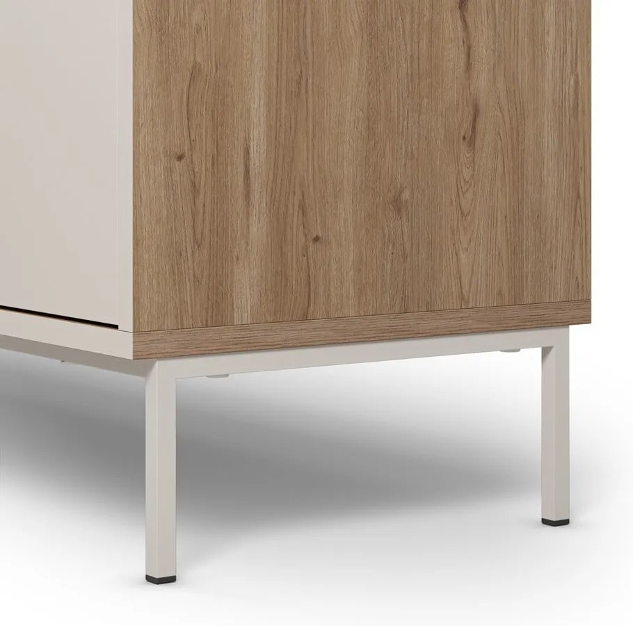 Kremowo-naturalna komoda w dekorze dębu 180x80x40 cm Lilou – Marckeric