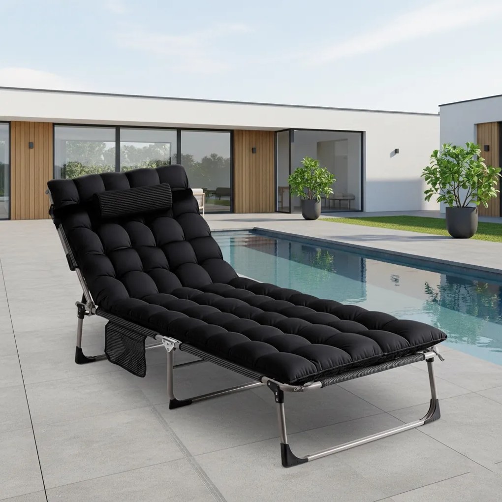 Składana leżanka z pikowaną poduchą Venus