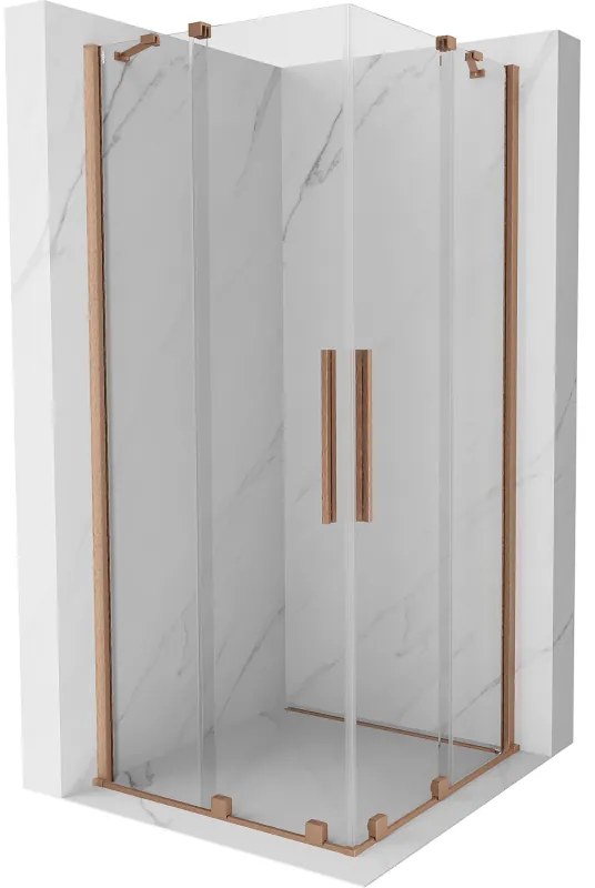 Mexen Velar Duo kabina prysznicowa rozsuwana 80 x 80 cm, transparent, miedź szczotkowana - 871-080-080-02-65