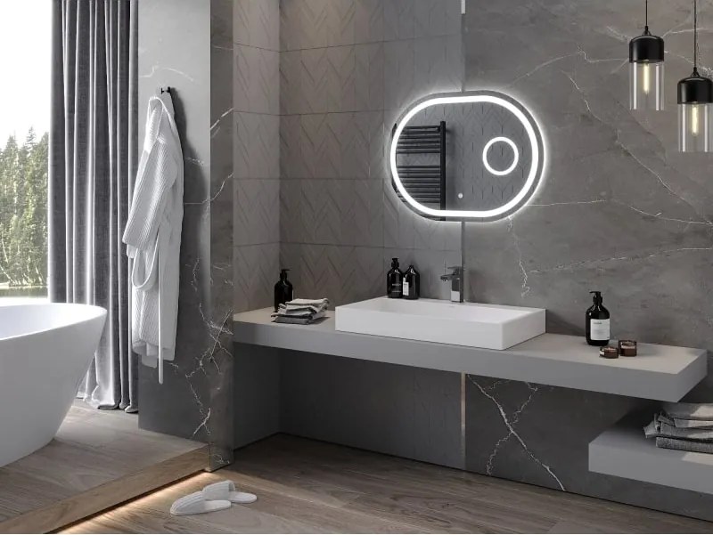 Mexen Umba lustro łazienkowe podświetlane z lusterkiem kosmetycznym 80 x 60 cm, LED 6000K, antypara - 9822-080-060-611-00
