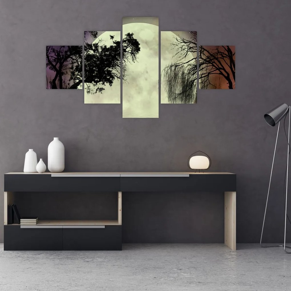 Obraz - Księżyc w pełni nad powierzchnią (125x70 cm)
