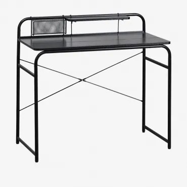 Biurko 100x45 Cm Ze Stali I Drewna Sibila Czarna - Sklum