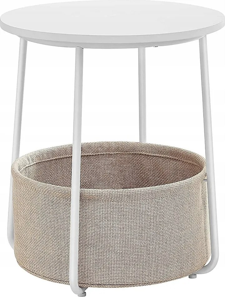 Okrągły stolik kawowy Valora z koszykiem, biały