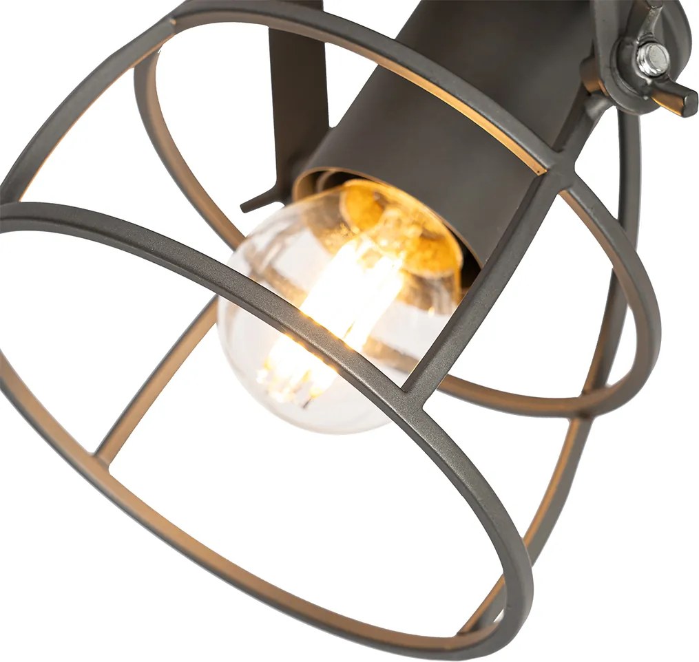 Industrialny reflektor sufitowy ciemnoszary z drewnem regulowany 2-światła - Arthur