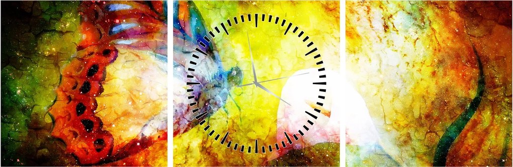 Obraz - Kosmiczny motyl (z zegarem) (90x30 cm)