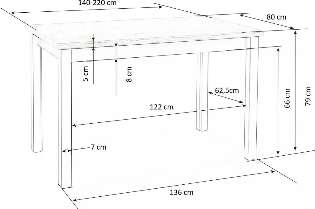 Rozkładany stół do jadalni Tiago 2 w kolorze białym