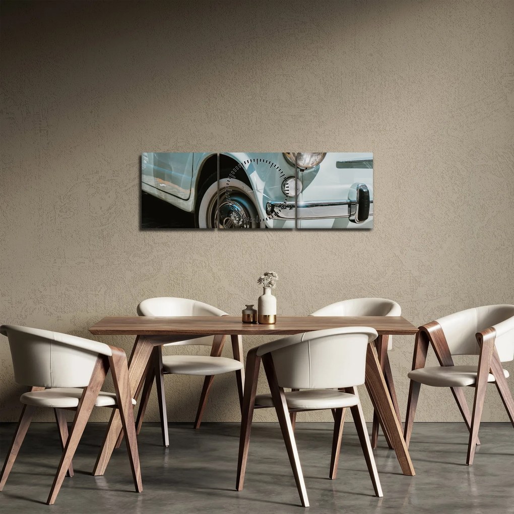 Obraz - Fiat retro samochód (z zegarem) (90x30 cm)