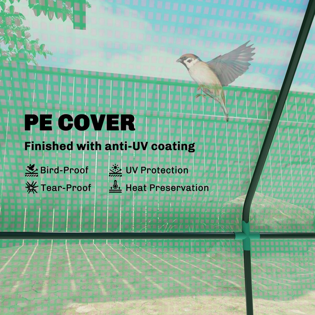 Outsunny Mini-Szklarnia, odporna na warunki atmosferyczne, z oknami zwijanymi, 240 cm x 90 cm x 90 cm, Zielona