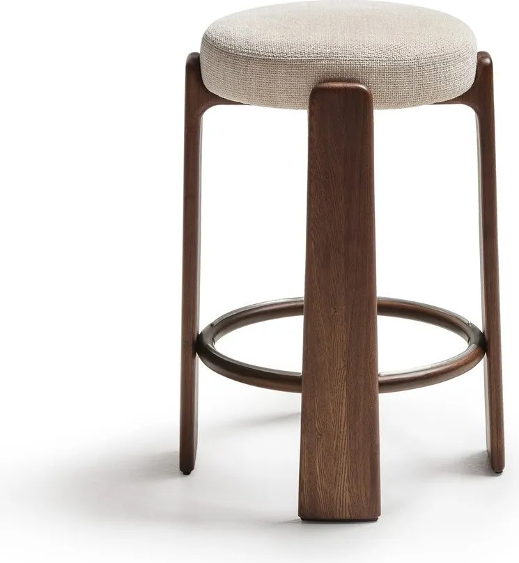 Hoker w kolorze beżowo-ciemnonaturalnym z litego drewna jesionowego (wysokość siedziska 75 cm) Granite – Kave Home