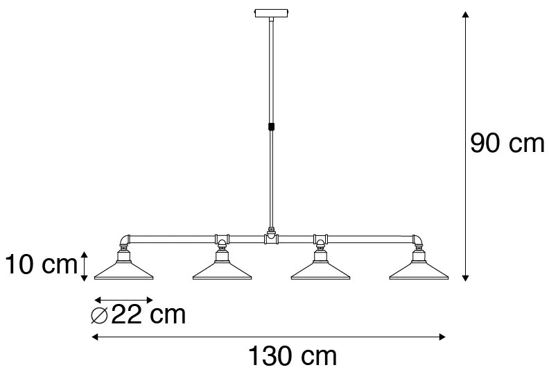 Industrialna lampa wisząca czarna - 4 Laser Rustykalny / Vintage Oswietlenie wewnetrzne