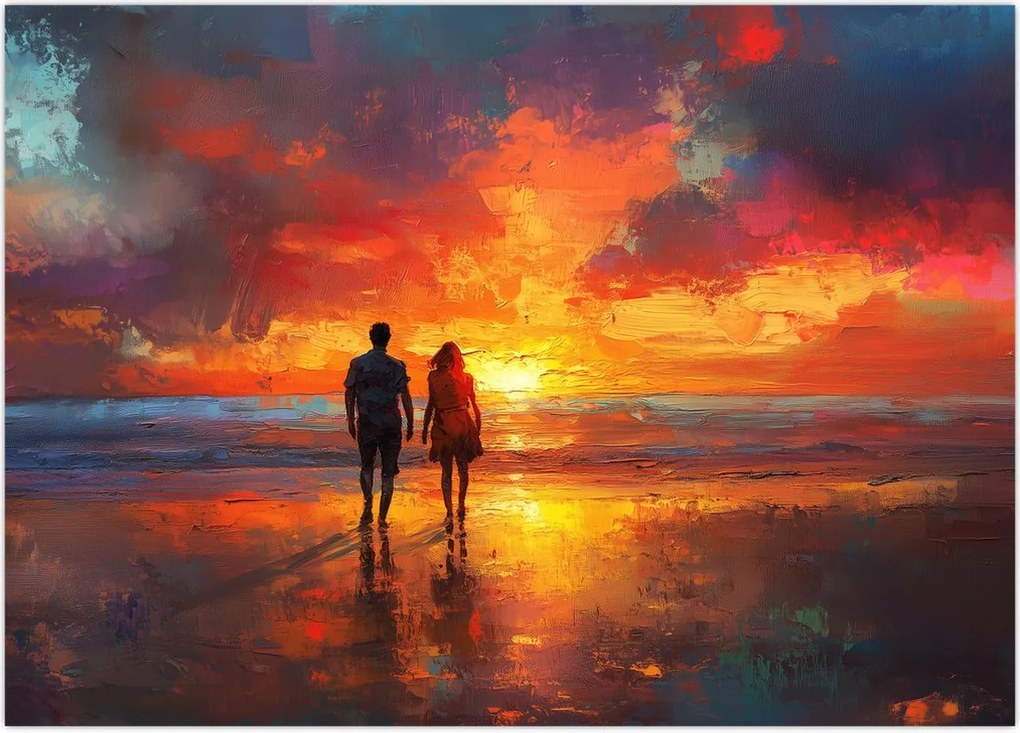 Obraz - Spacer po plaży (70x50 cm)