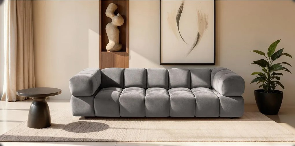 Sofa czteroosobowa, tkanina welurowa Bluvel, Popielaty, Averro