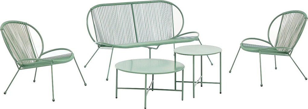 Zestaw mebli ogrodowych  z plecionej żywicy: 2 fotele, 1 ławka i 2 stoliki - Khaki - NIKAO od MYLIA