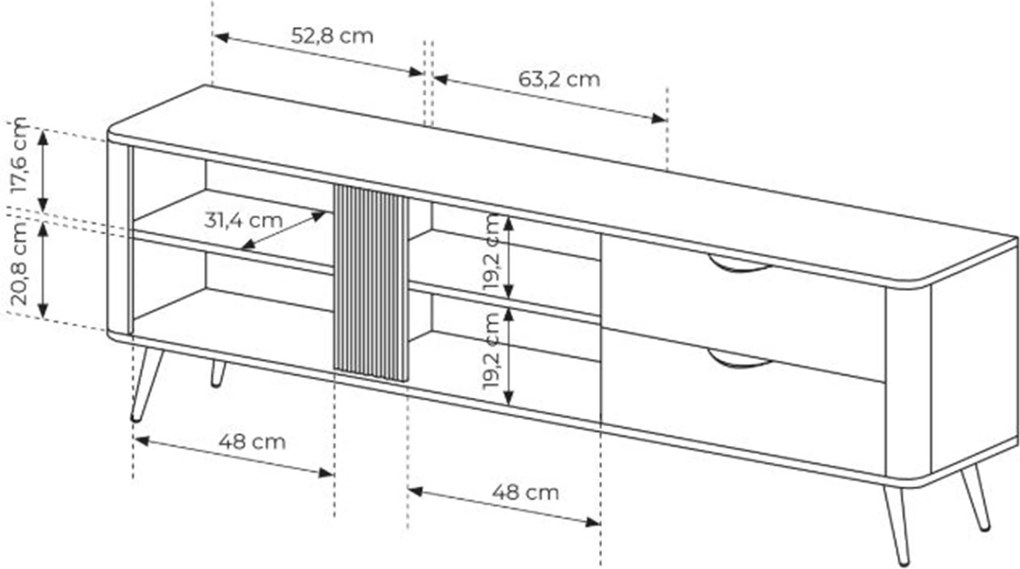 Szafka RTV Edrin 195 cm z szufladami - dąb dunin / czarny