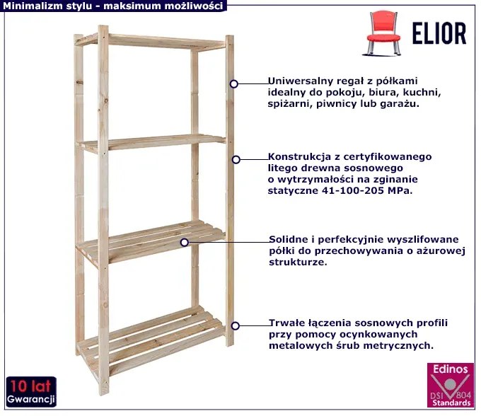 Drewniany regał do spiżarni, kuchni, piwnicy L4-D14