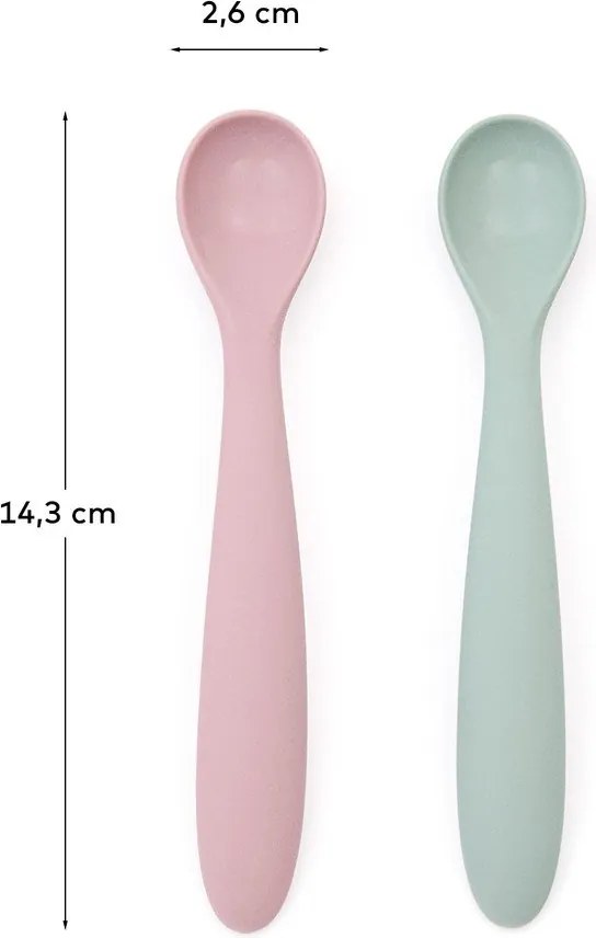 Różowo-turkusowe plastikowo-silikonowe łyżeczki dla dzieci zestaw 2 szt. Lili – Kave Home