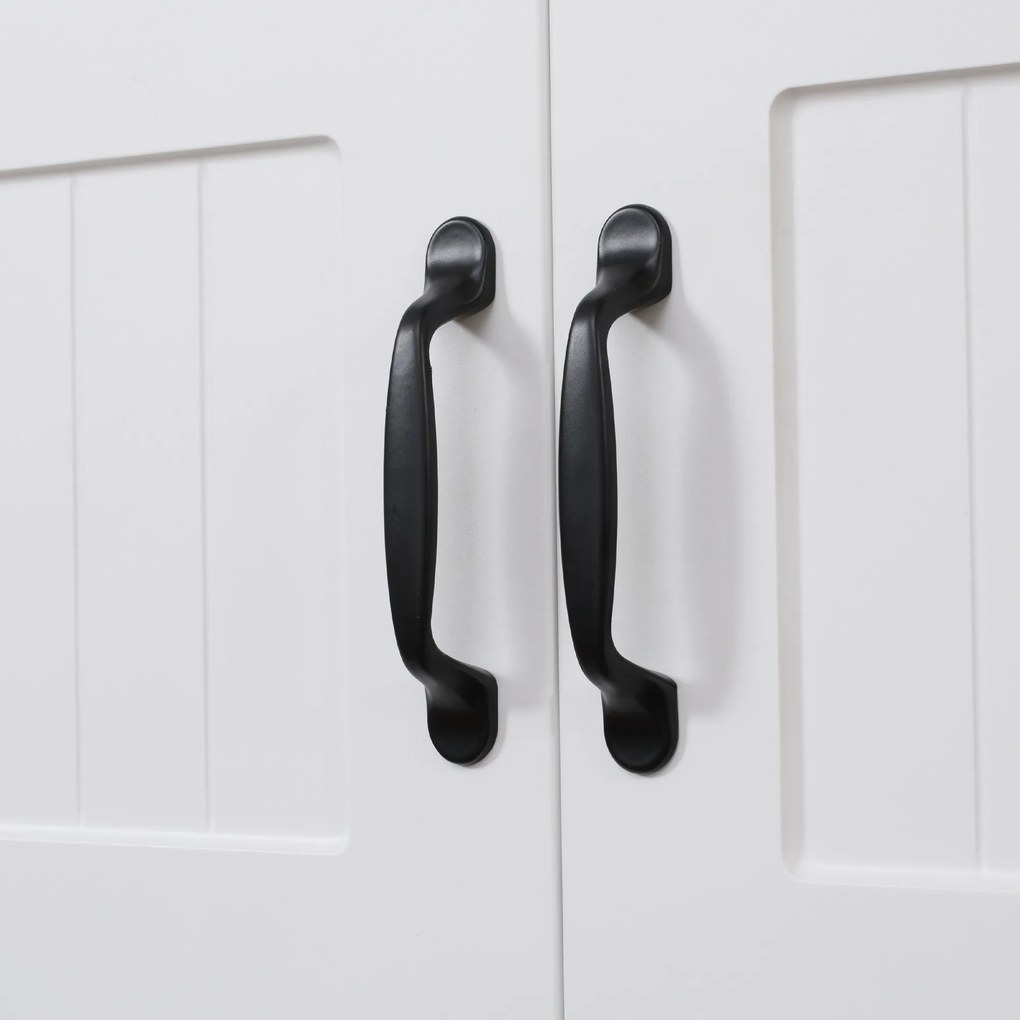 HOMCOM Kuchenny szafka Bufet kuchenny Szafka, Styl wiejski, 2 szafki, 2 półki, 70 cm x 40 cm x 170 cm Biały + Czarny