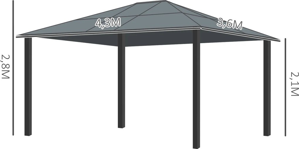 Outsunny Pawilon ogrodowy hardtop 4 2x3 6 m z zasłonami i moskitierą aluminiowa konstrukcja brąz kremowy | Aosom PL