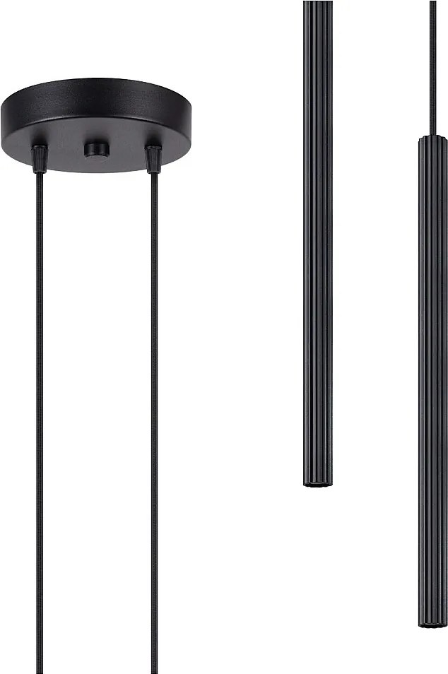 Lampa wisząca nowoczesny Arche, stal - 2 źródło - L.15 x H.118 cm - czarny